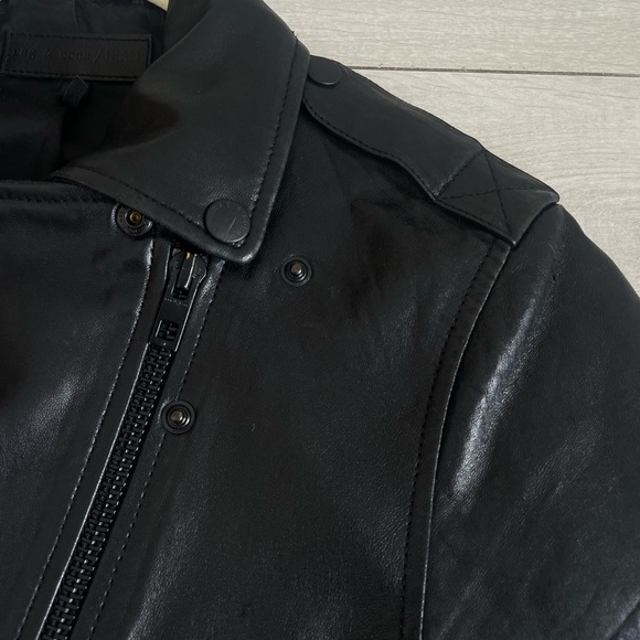 Rag and bone black leather jacket excellent condition - Picture 14 of 15